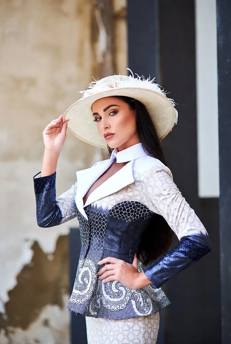 Navy Paisley Peplum Couture – Regal Fusion Elegance