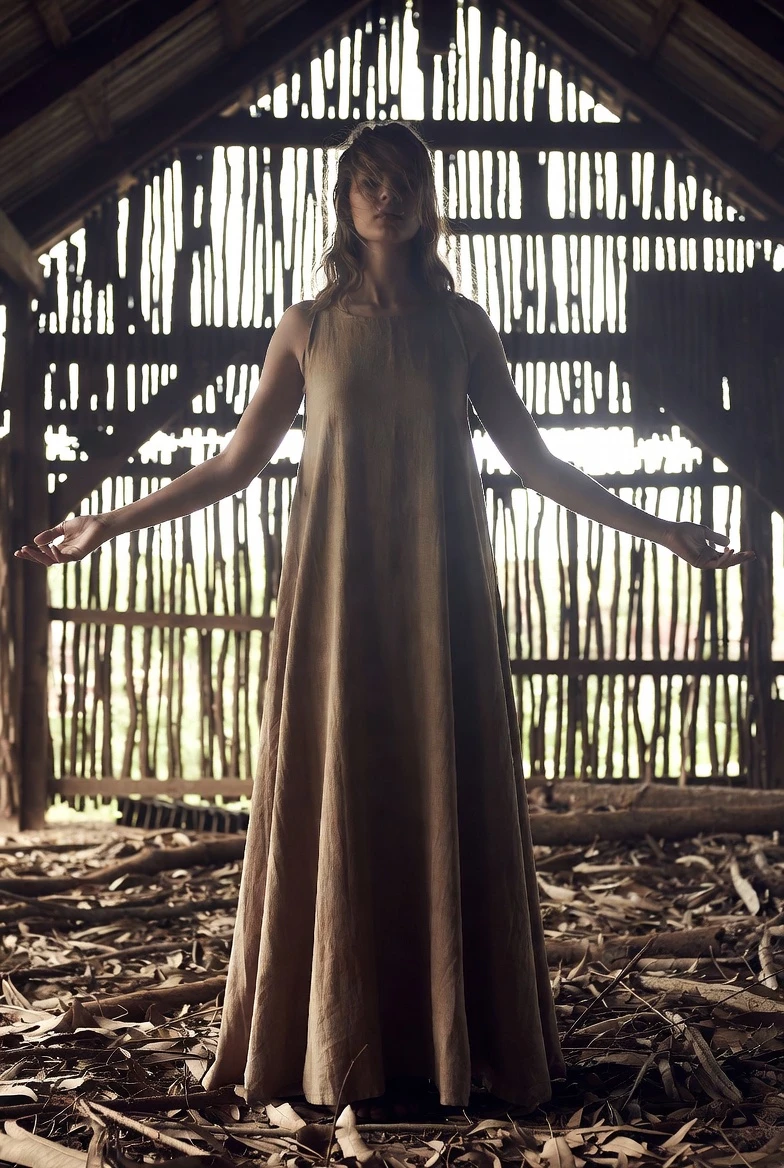 Radiate Pure Folk-Ethnic Linen Serenity in Beige