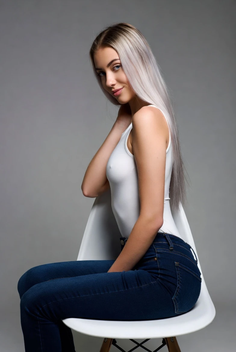 Steal This “Ice-Blonde + White Tank & Jeans” Viral Minimal Look – 2026